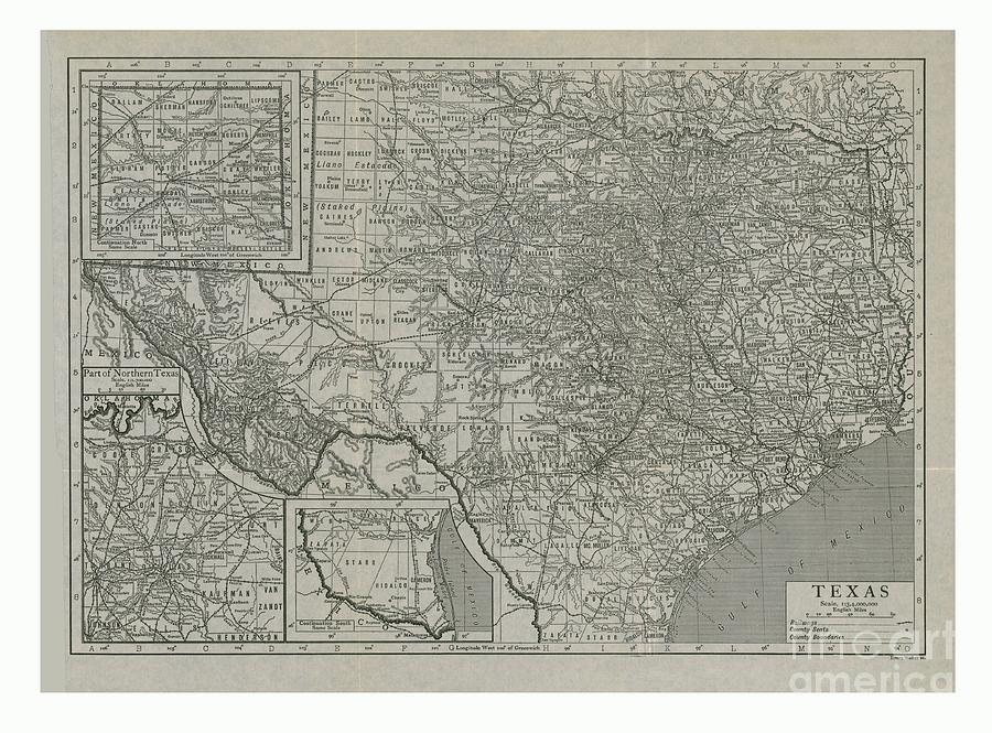 Map Of Texas Drawing by Print Collector