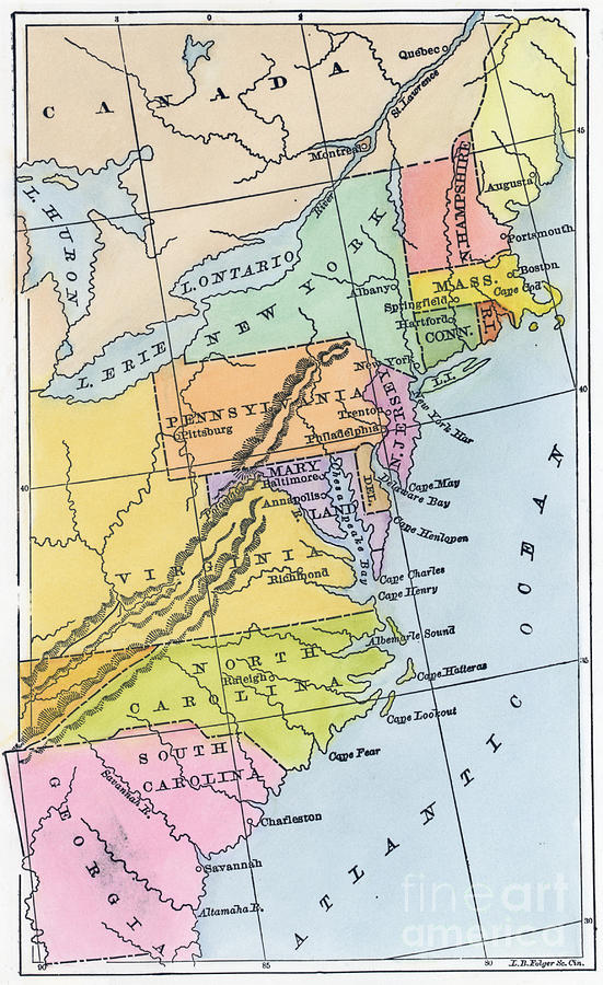 Map Of The 13 Original American Colonies Photograph by Bettmann