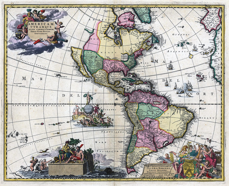 Map Of The Americas 1700 Dusty Maps Store 