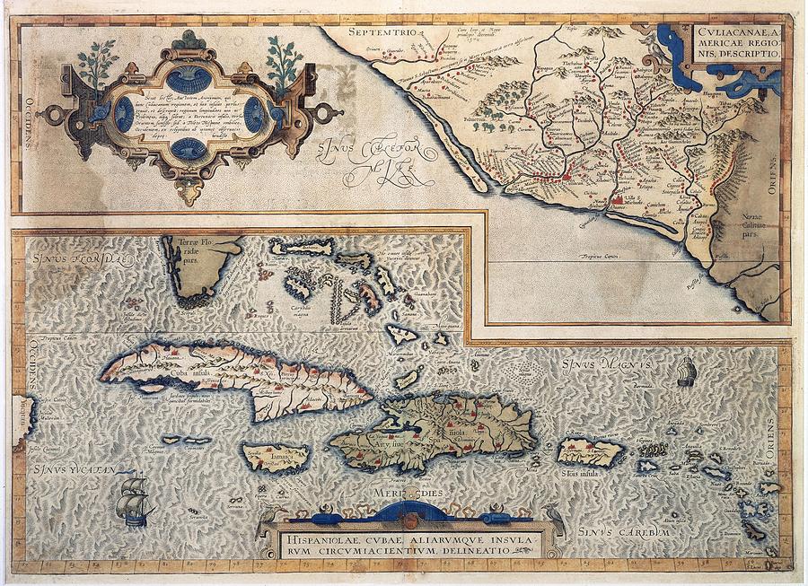 Map Of The Antilles - 1579 - 16th Century. Drawing by Album