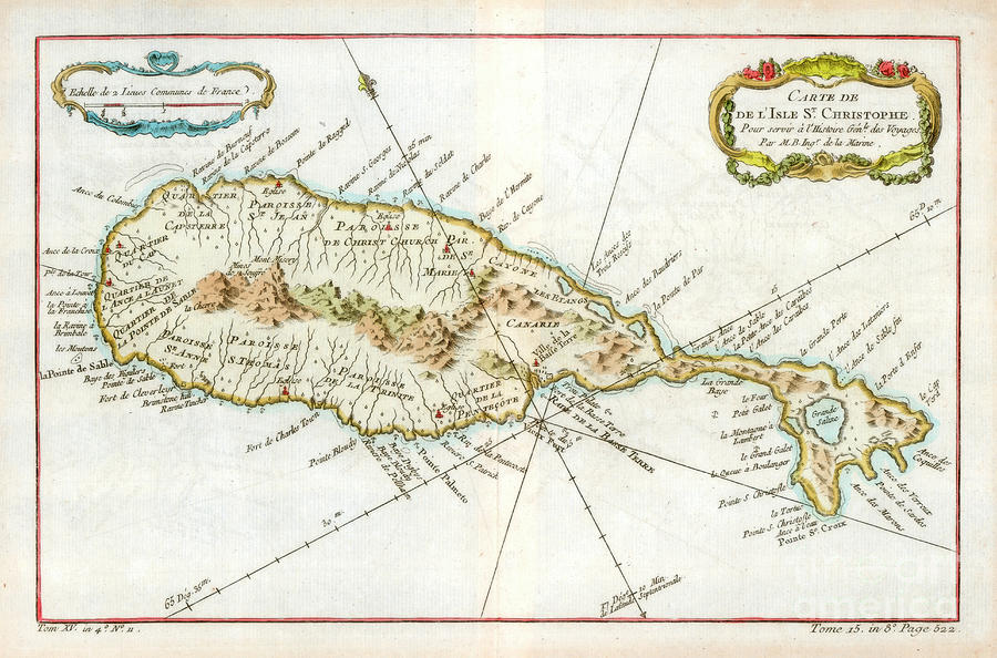 Map Of The Caribbean Island Of St Drawing by Print Collector