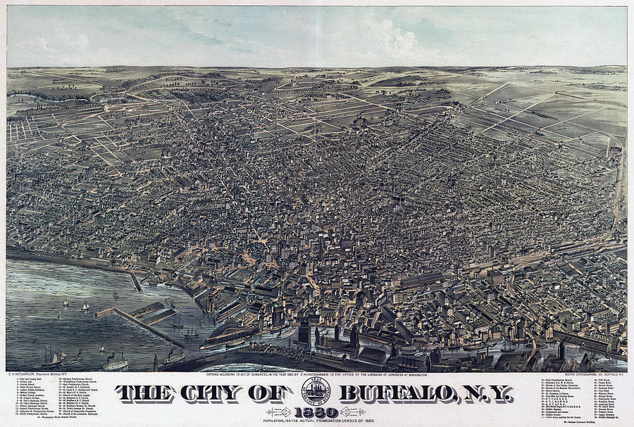 Map Of The City Of Buffalo Ny 1880 Mixed Media by Vintage Lavoie