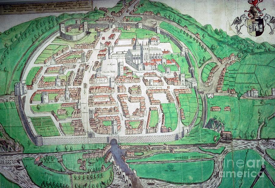 Map Of The English City Of Exeter Drawing by Print Collector