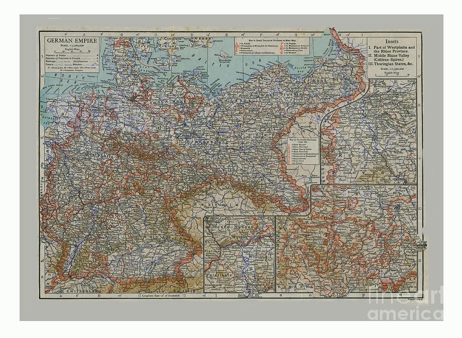 Map Of The German Empire Drawing by Print Collector