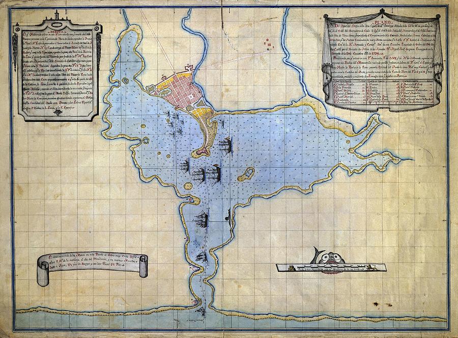 Map Of The Island Of Santo Domingo - Bahia And Puerto Del Delfin - 1794. Drawing by Album