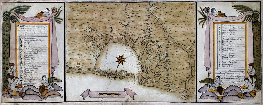 Map Of The Ixis Island In Laguna De Terminos - 1777. Drawing by Album