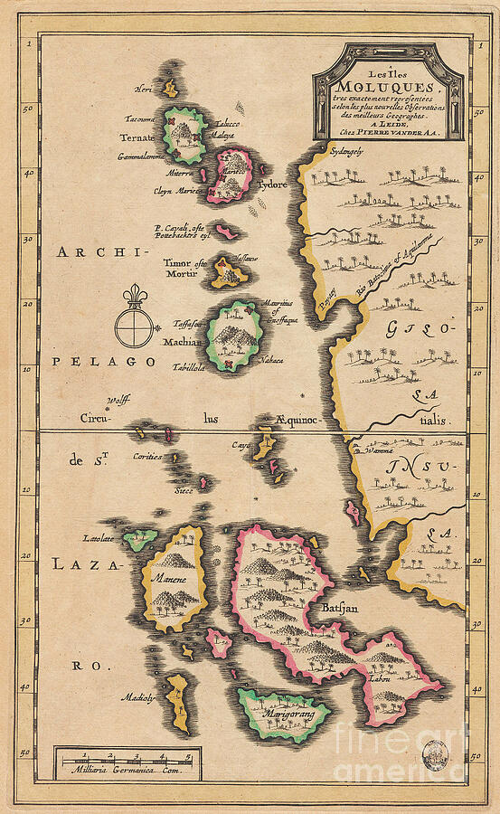 Map Of The Molucca Islands Modern Indonesia, Circa 1707 Drawing by Pieter Van Der Aa