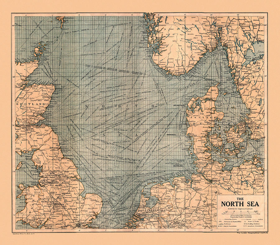 Map Of The North Sea 1916 Photograph by Andrew Fare