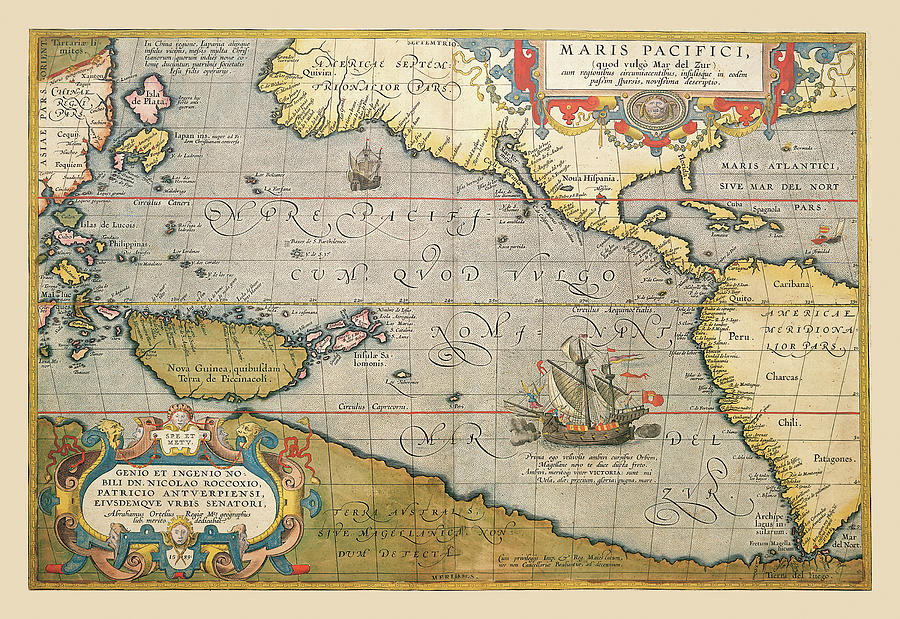 Map of the Pacific Ocean Painting by A. Ortelius - Fine Art America