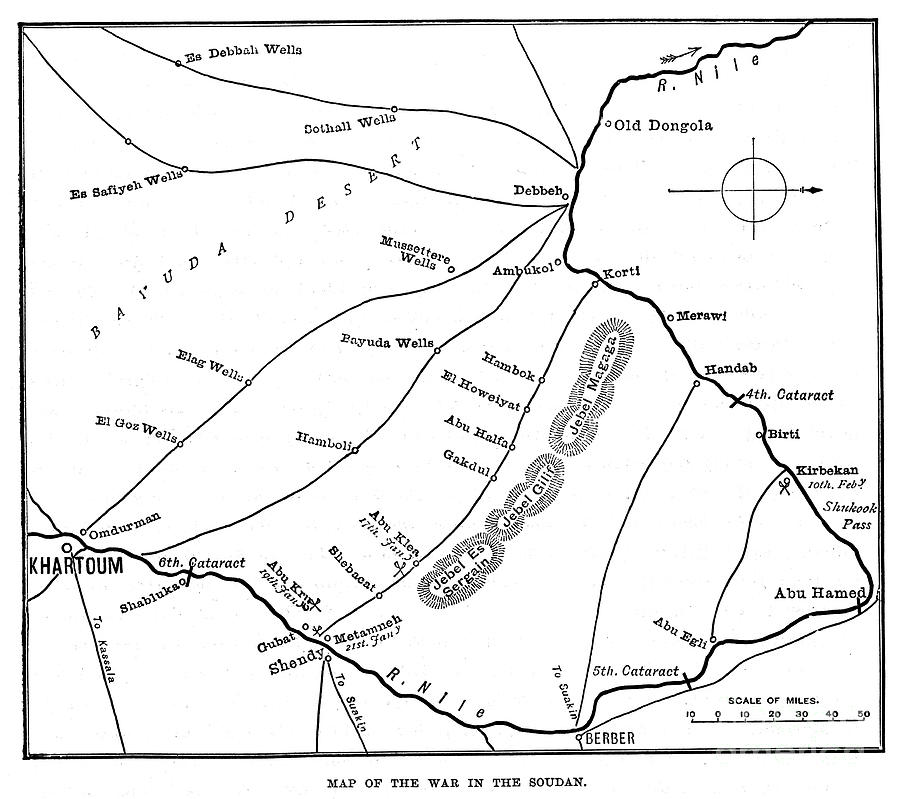 Map Of The War In The Soudan, Late 19th Drawing by Print Collector