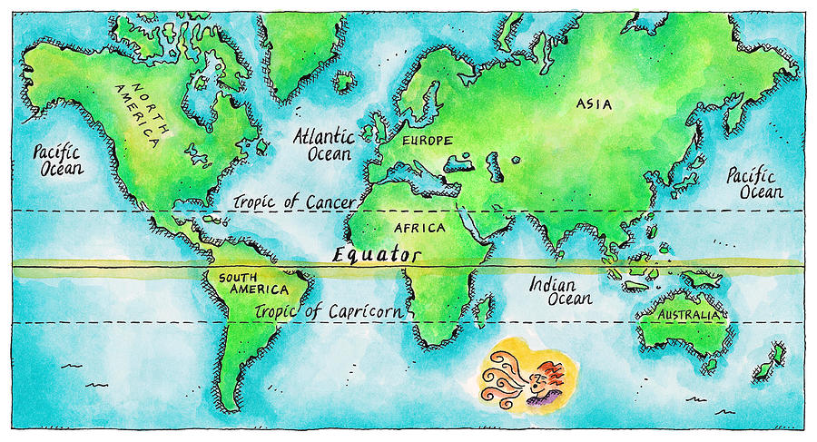 Map Of The World Equator By Jennifer Thermes