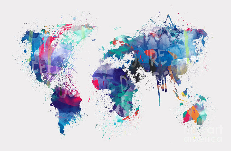 Typography Digital Art - Map Of The World Map  by Mark Ashkenazi