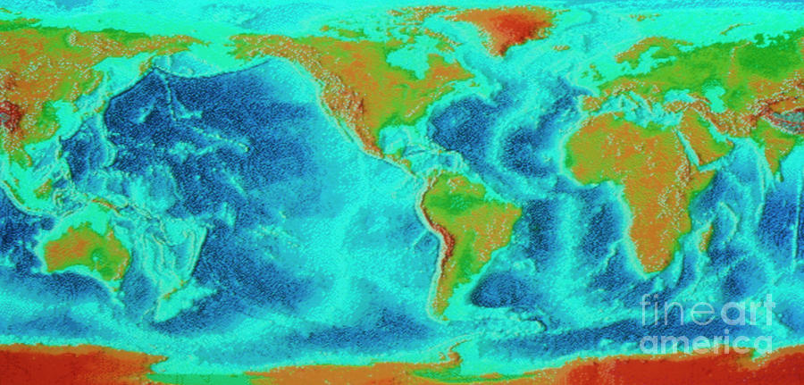 Map Of The World Showing Oceanic Ridges Photograph by Dr Fred Espenak/science Photo Library