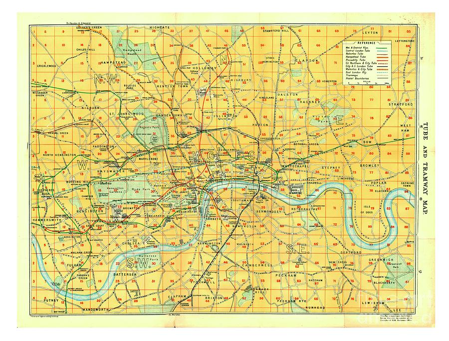 Map Of Tube And Tramway Drawing by Print Collector