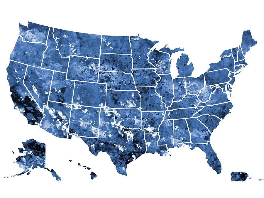 Map of USA Digital Art by Erzebet S - Fine Art America