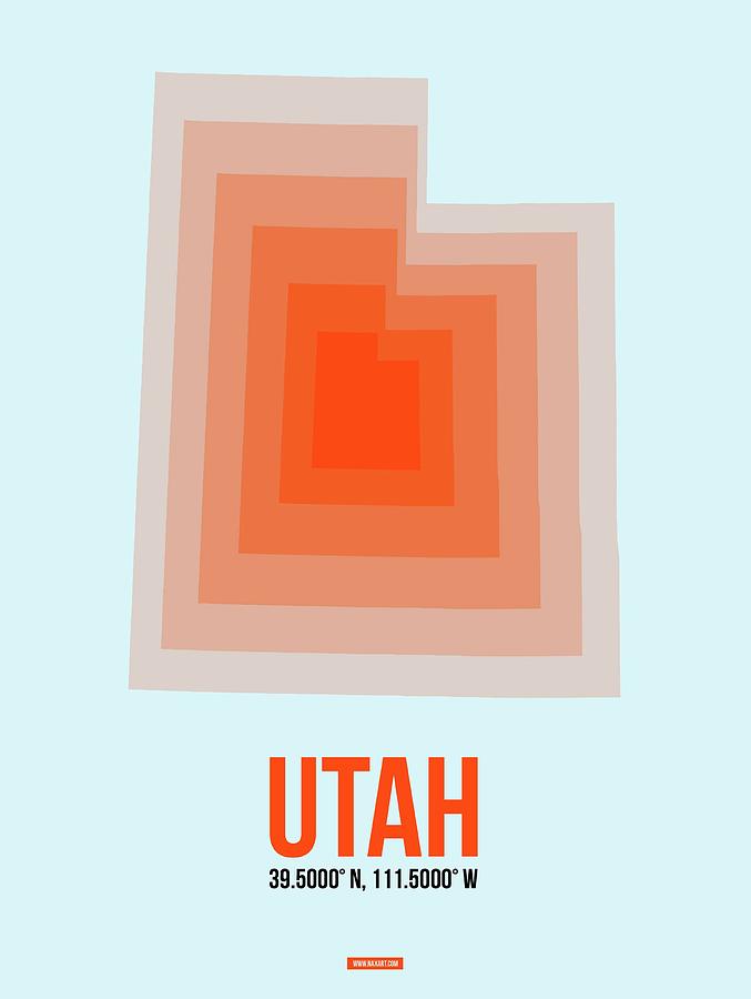 Utah Map Digital Art - Map of Utah 2 by Naxart Studio