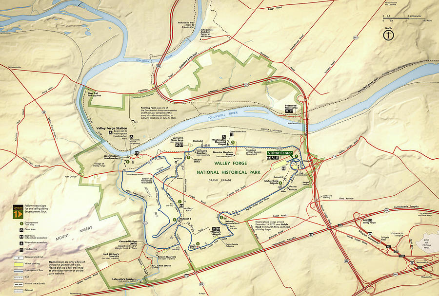 Map Of Valley Forge Mixed Media by Mountain Dreams - Pixels