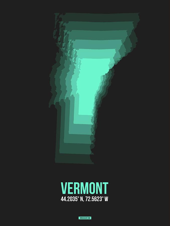 Map Digital Art - Map of Vermont 3 by Naxart Studio