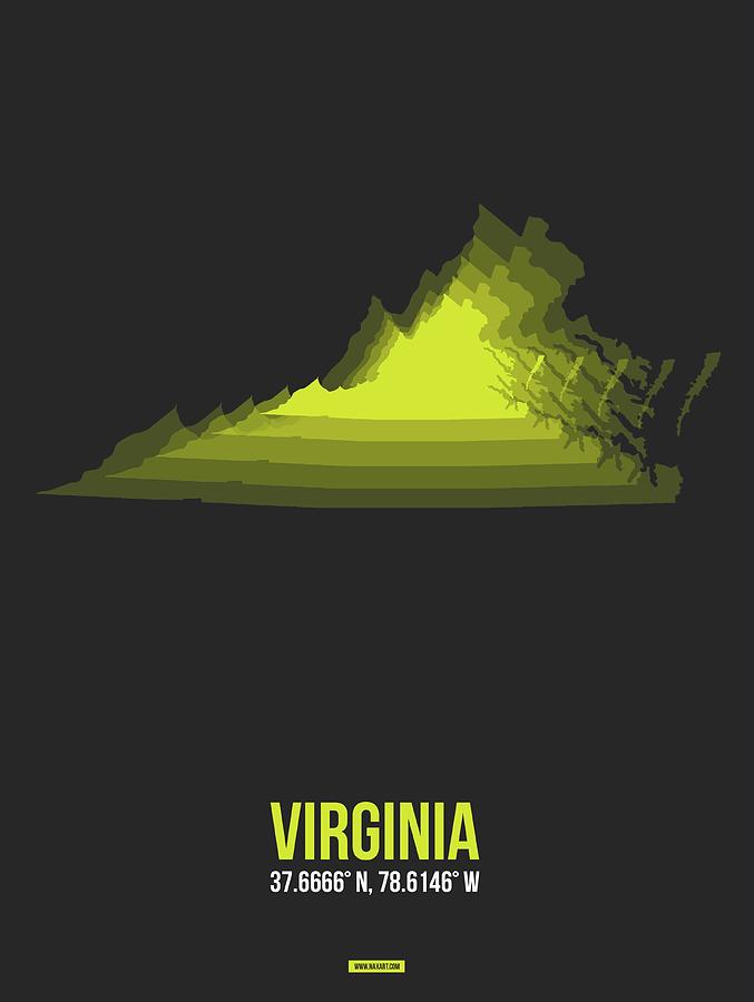 Richmond Digital Art - Map of Virginia 1 by Naxart Studio