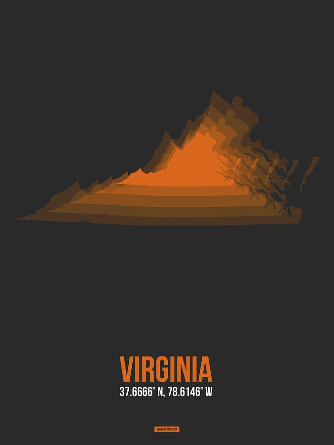 Richmond Digital Art - Map of Virginia by Naxart Studio