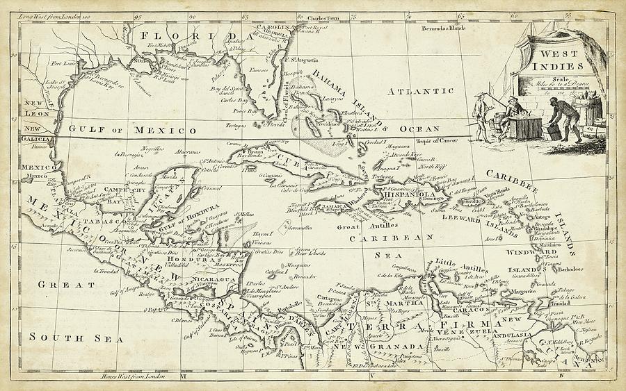 Map Of West Indies Painting by T. Jeffreys - Fine Art America