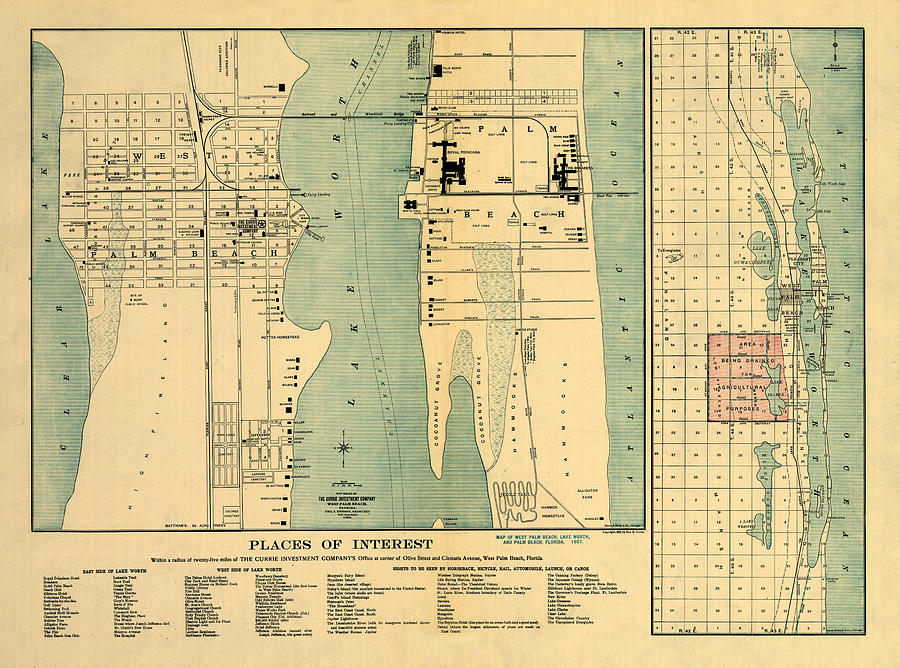 Map Of West Palm Beach 1907 Photograph by Andrew Fare