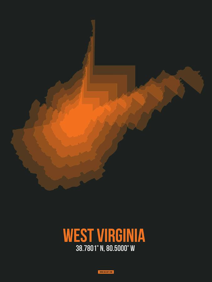 Map Digital Art - Map of West Virginia 2 by Naxart Studio