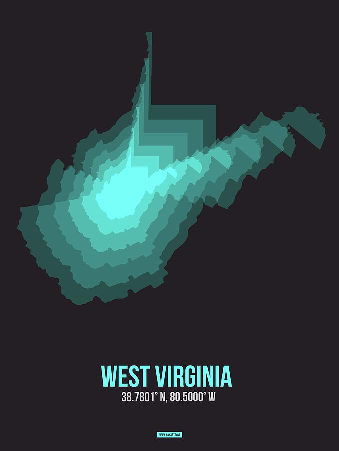 Map Digital Art - Map of West Virginia 4 by Naxart Studio