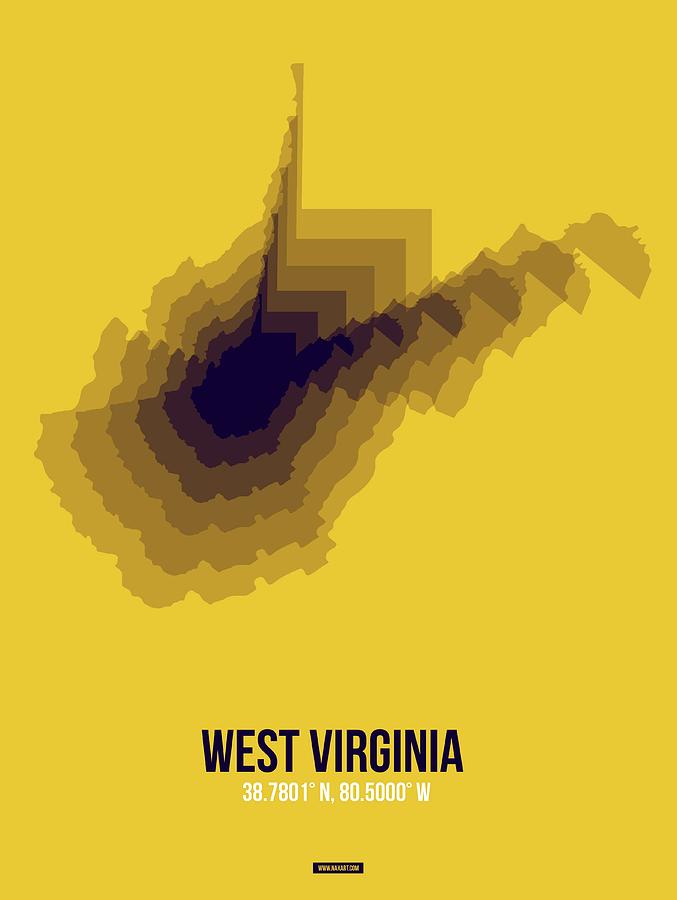 Map Digital Art - Map of West Virginia by Naxart Studio