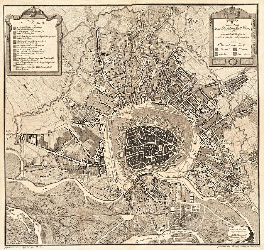 Map of Wien  1783  Painting by Celestial Images