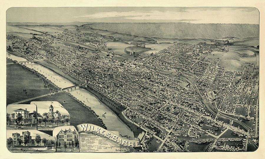 Map Of Wilkes Barre 1889 Photograph