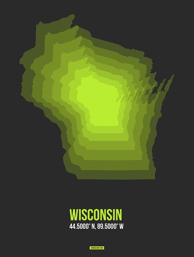 Wisconsin Map Digital Art - Map of Wisconsin 2 by Naxart Studio