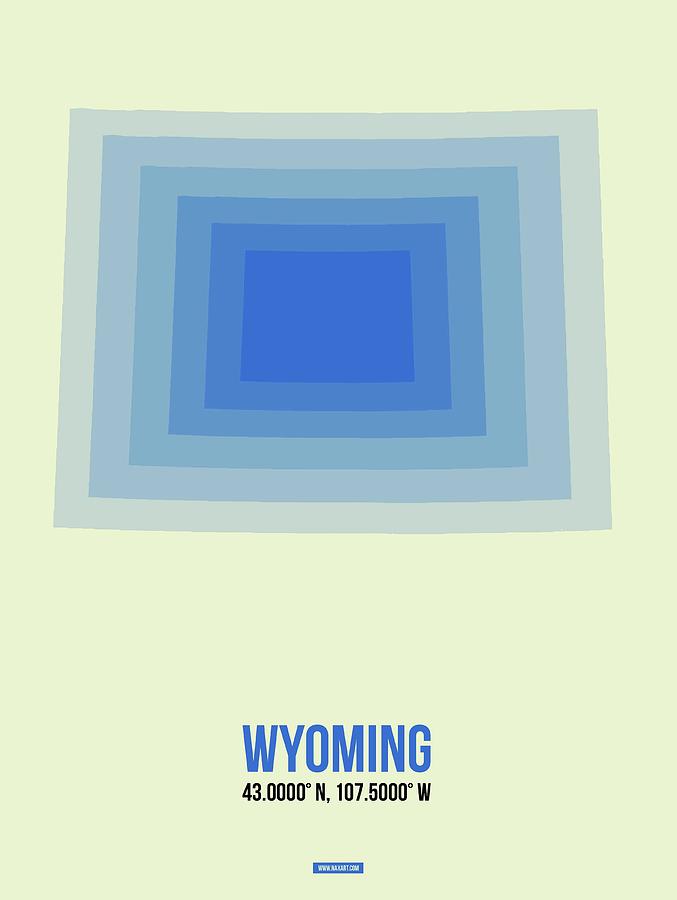 Map Digital Art - Map of Wyoming  by Naxart Studio