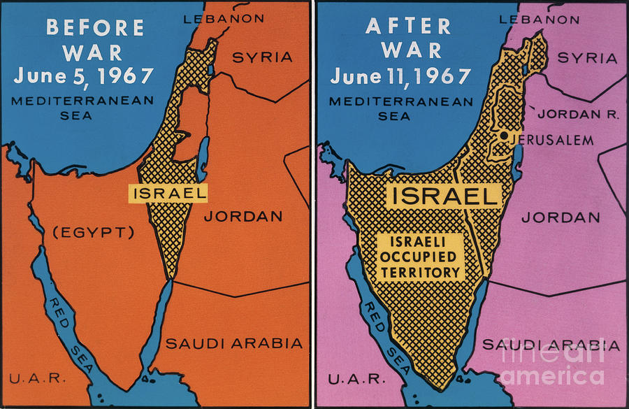 Map Showing Israeli Gains From Six Day Bettmann 