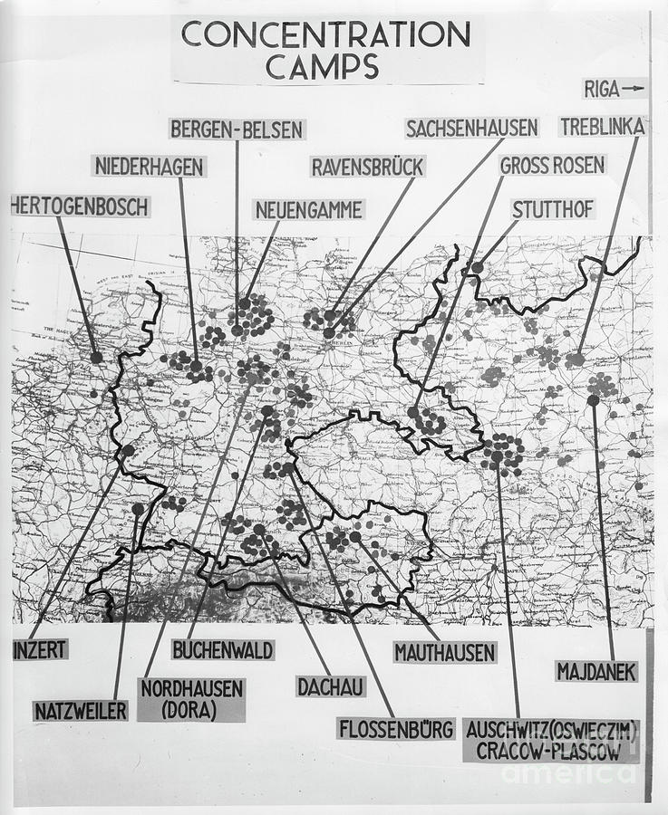 Map Showing Locations Of Nazi Concentration Camps Photograph by Nara/science Photo Library