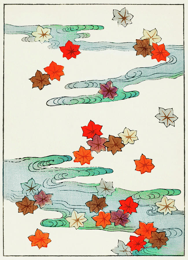Fall Painting - Maple Leaf - Japanese traditional pattern design by Watanabe Seitei