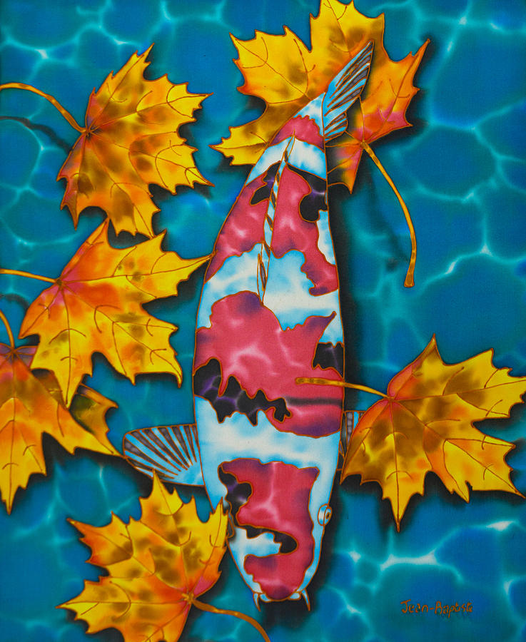 Maple Leaves and Koi Painting by Daniel Jean-Baptiste