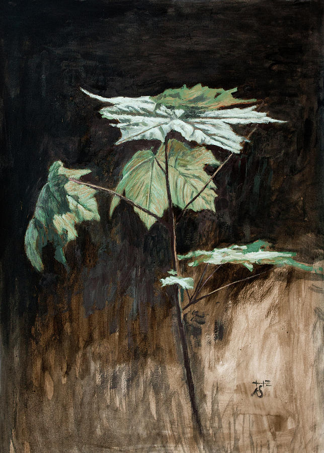 Maple Sapling with Green Leaves Painting by Hans Egil Saele