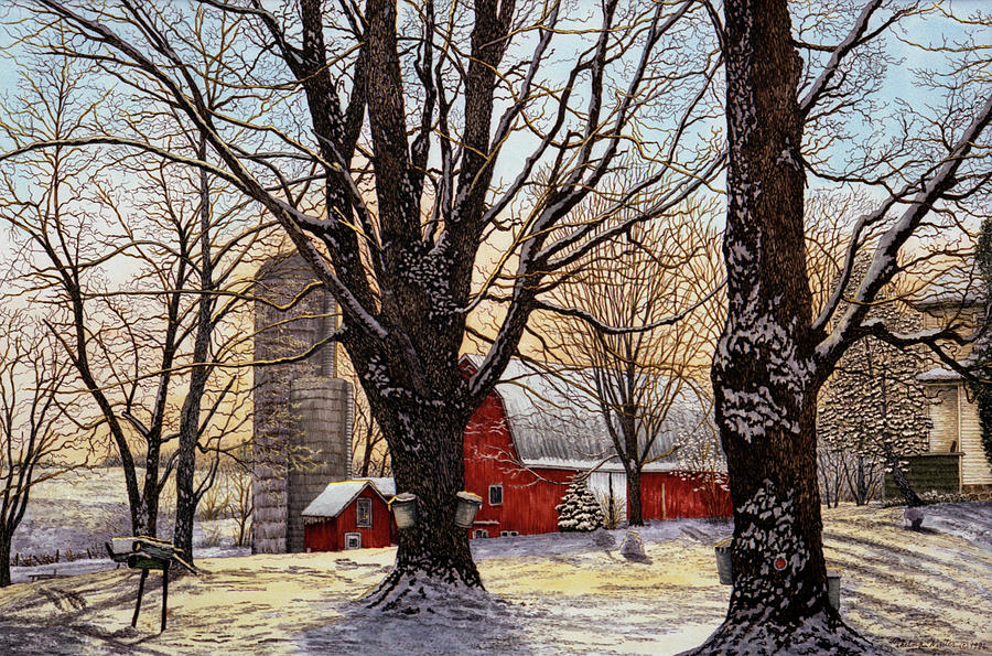 Winter Painting - Maple Syrup Time, Collins Center Ny by Thelma Winter