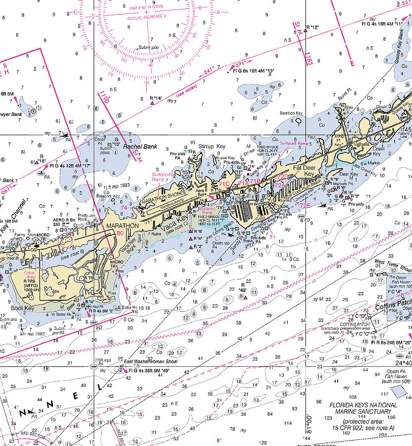 Marathonflorida Nautical Chart Mixed Media by Sea Koast Fine Art America