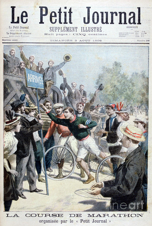 Marathon Race, 1896. Artist F Meaulle Drawing by Print Collector