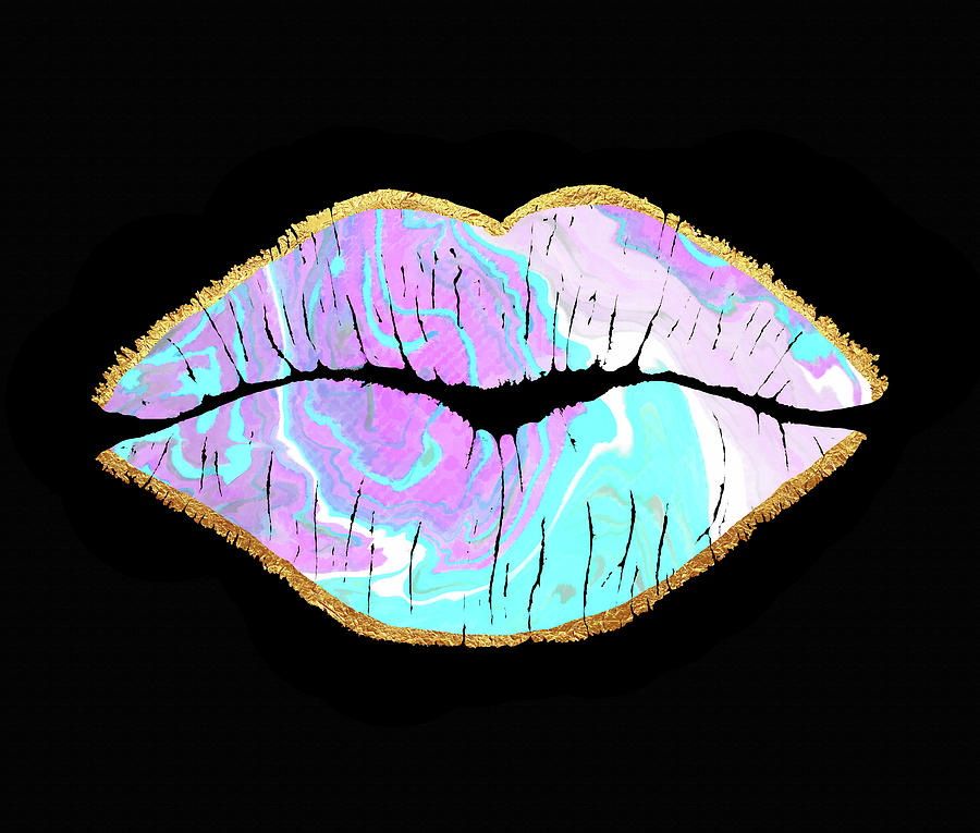 Marble And Gold Lips Digital Art by Tina Lavoie - Fine Art America