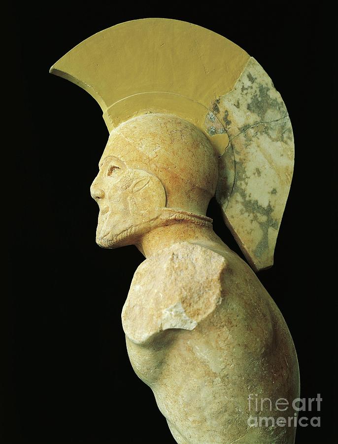 Marble Bust Of Warrior Leonidas Sculpture by Greek School