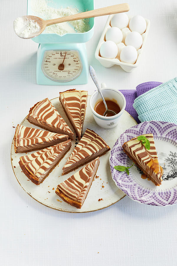 Marbled Cheesecake Photograph by Katrin Winner / Stockfood Studios