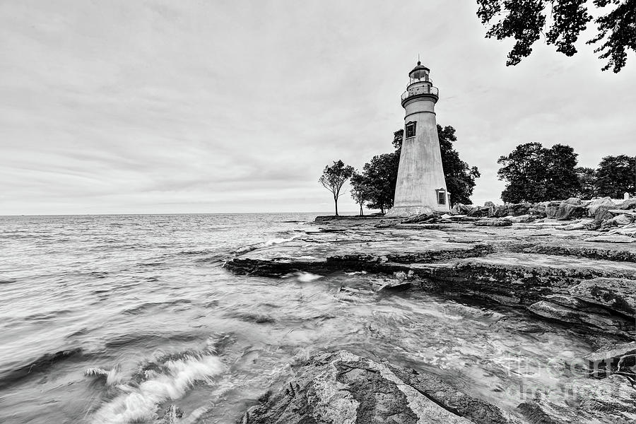 Tree Photograph - Marblehead Lighthouse, Lake Erie, Ohio, USA by Brian Mollenkopf