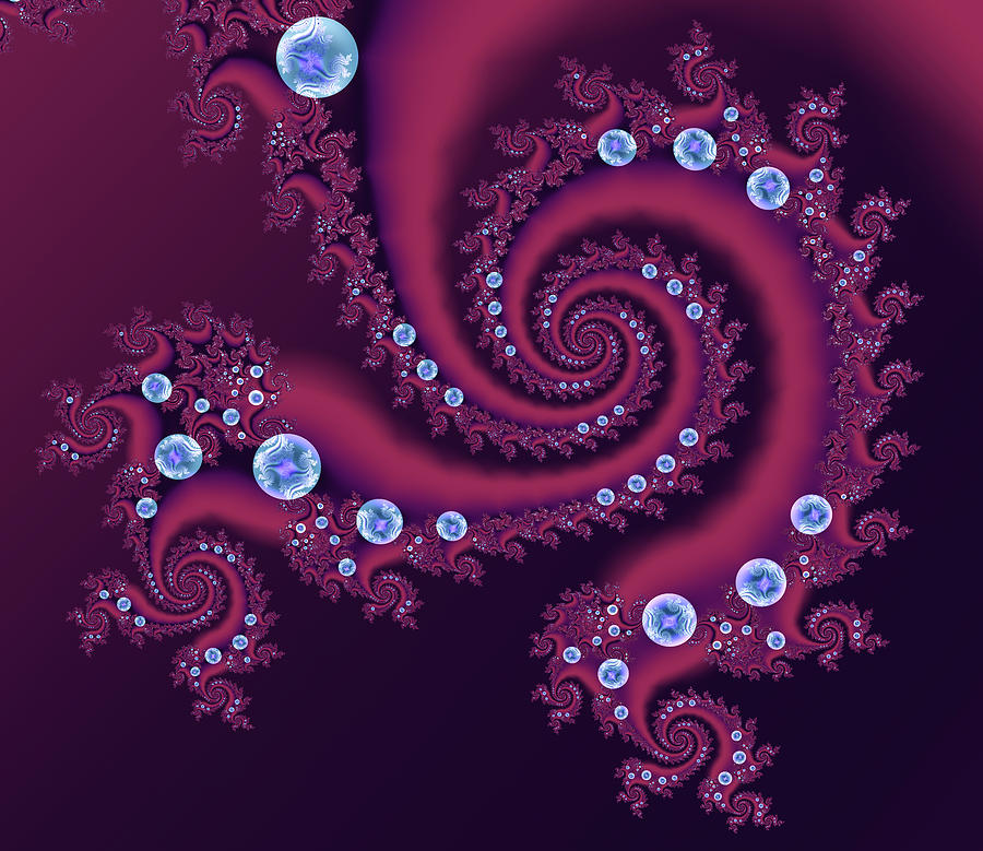 Octopus Digital Art - Marbleized Red by Fractalicious