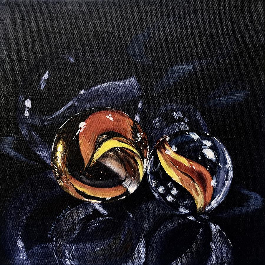 Marbles Orange and Yellow Painting by Sheila Tysdal