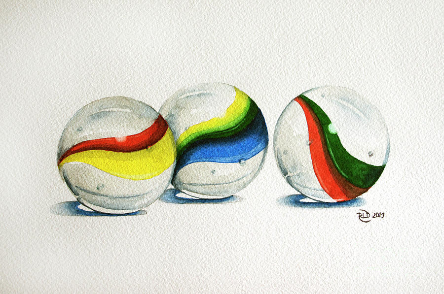 Marbles Painting by Rebecca Davis