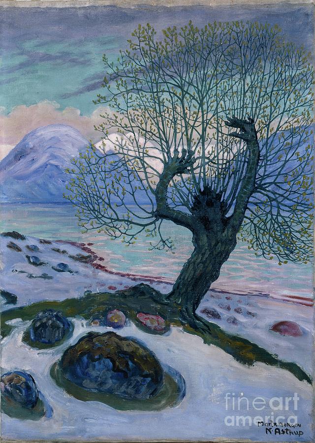 March Morning, Spring Night And Willow Painting by Nikolai Astrup