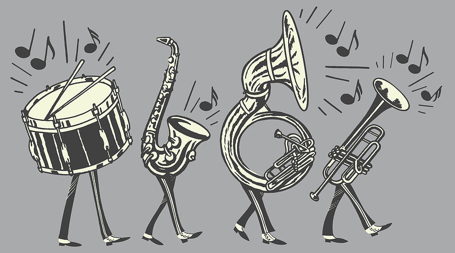 Music Drawing - Marching Band by CSA Images